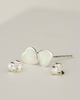 Mother Of Pearl Tiny Heart Stud Earrings, 2 of 5