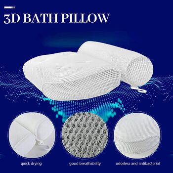 Bath Pillow Cushion Soft Bathtub Pillow Head And Neck, 6 of 9