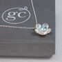 March Birthstone Aquamarine Cz Silver Flower Necklace, thumbnail 5 of 5