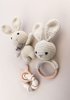 Crochet Rabbit Baby Gift Set In Keepsake Box, 6 of 9