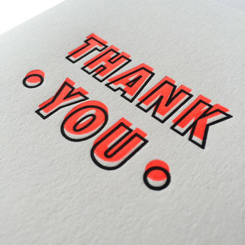 Neon Letterpress 'Thank You' Card, 3 of 3