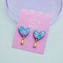 Colourful Abstract Heart Drop Earrings, thumbnail 4 of 11