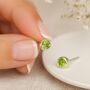Sterling Silver Peridot Stud Earrings: August Birthstone – 7mm, thumbnail 6 of 6