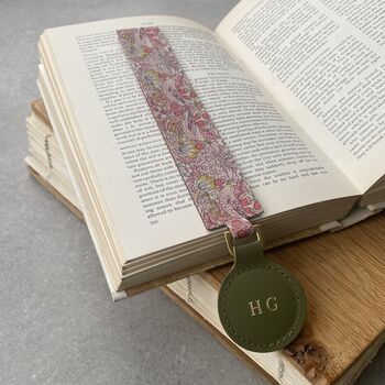 Personalised Leather Bookmark In Liberty Cotton, 6 of 9