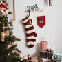 Personalised Red Stripe Hand Crocheted Stocking, thumbnail 1 of 9