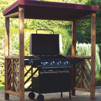 Wooden Garden BBQ Shelter With Trellis Sides, 6 of 7