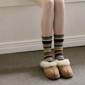 Crochet Knit Socks, Vintage Stripe Slipper Socks, 3 of 8