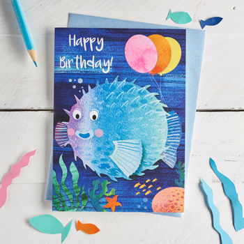 Cute Puffer Fish Birthday Card By Rocket 68 | notonthehighstreet.com