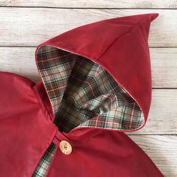 Handmade Little Red Riding Hood Waxed Cape, 6 of 8