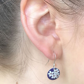 Jasmine Blossom Print Small Round Drop Earrings, 2 of 3