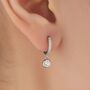 Tiny Cz Dangle Huggie Hoop In Sterling Silver, thumbnail 1 of 12