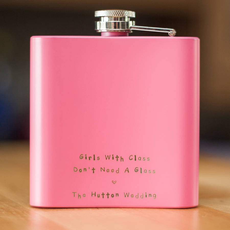 personalised pink 6oz hip flask by metal moments | notonthehighstreet.com