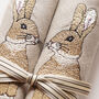 Set Of Two Embroidered Rabbit Napkins Natural Linen, thumbnail 2 of 3