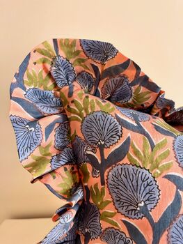 Frilly Indian Blockprint Cushion, 3 of 3