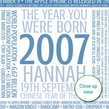 Personalised 18th Birthday Print Gift Year Facts 2007, 4 of 12