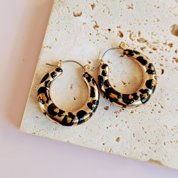 Leopard Print Hoop Earrings, 3 of 4