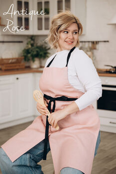 Personalised Linen Pottery Apron | Split Leg, 6 of 12