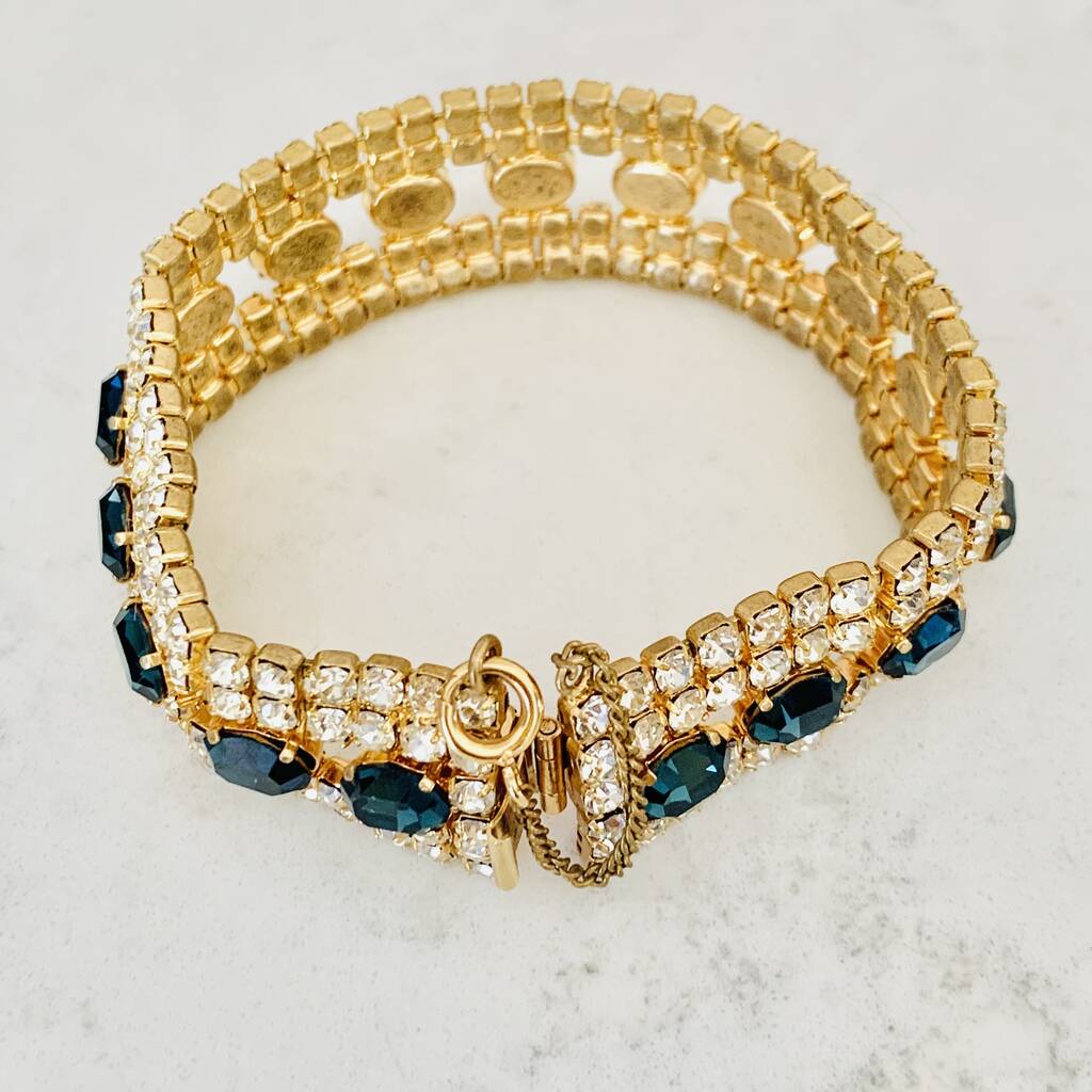 Original 1950s Multi Strand Rhinestone Tennis Bracelet By Vintage Candy