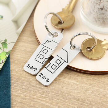 Couples New Home Gift Personalised Pair Of Keyrings, 5 of 5