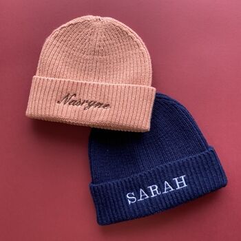Personalised Custom Name Embroidered Beanie Hat, 6 of 7