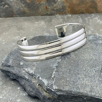 Ladies Three Line Cuff Bangle, 2 of 11