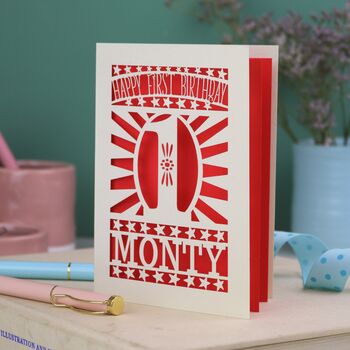 Personalised Papercut Starry First Birthday Card, 2 of 6