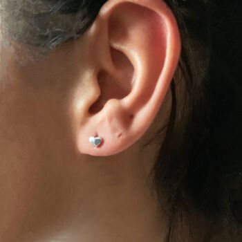Sterling Silver Tiny Heart Stud Earrings, 3 of 8
