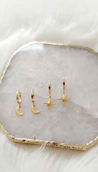 Moon And Star Mix And Match Huggie Hoop Earrings, 7 of 8