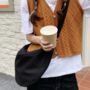 White And Black Side Satchel Canvas Crossbody Bag, thumbnail 2 of 7