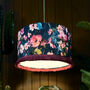 Hazy Meadow Fringed Lampshade In Kingfisher Velvet, thumbnail 1 of 5