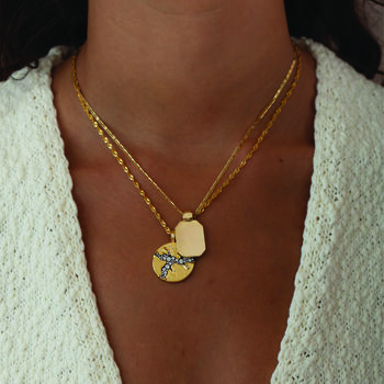 Dog Tag Necklace And Mixed Cz In 18 K Gold Plated Vermeil, 8 of 9