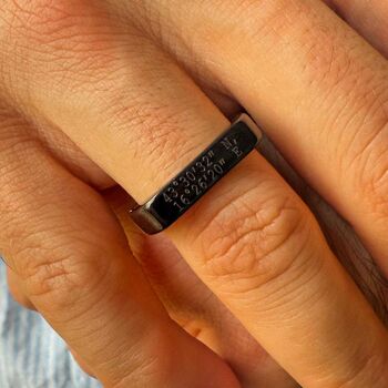 Black Personalised Signet Ring, 3 of 6