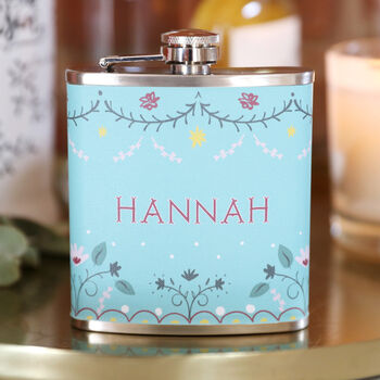 Personalised Floral Folklore Hip Flask, 7 of 7