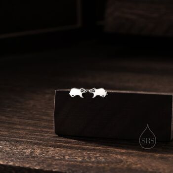 Extra Tiny Badger Stud Earrings In Sterling Silver, 7 of 12