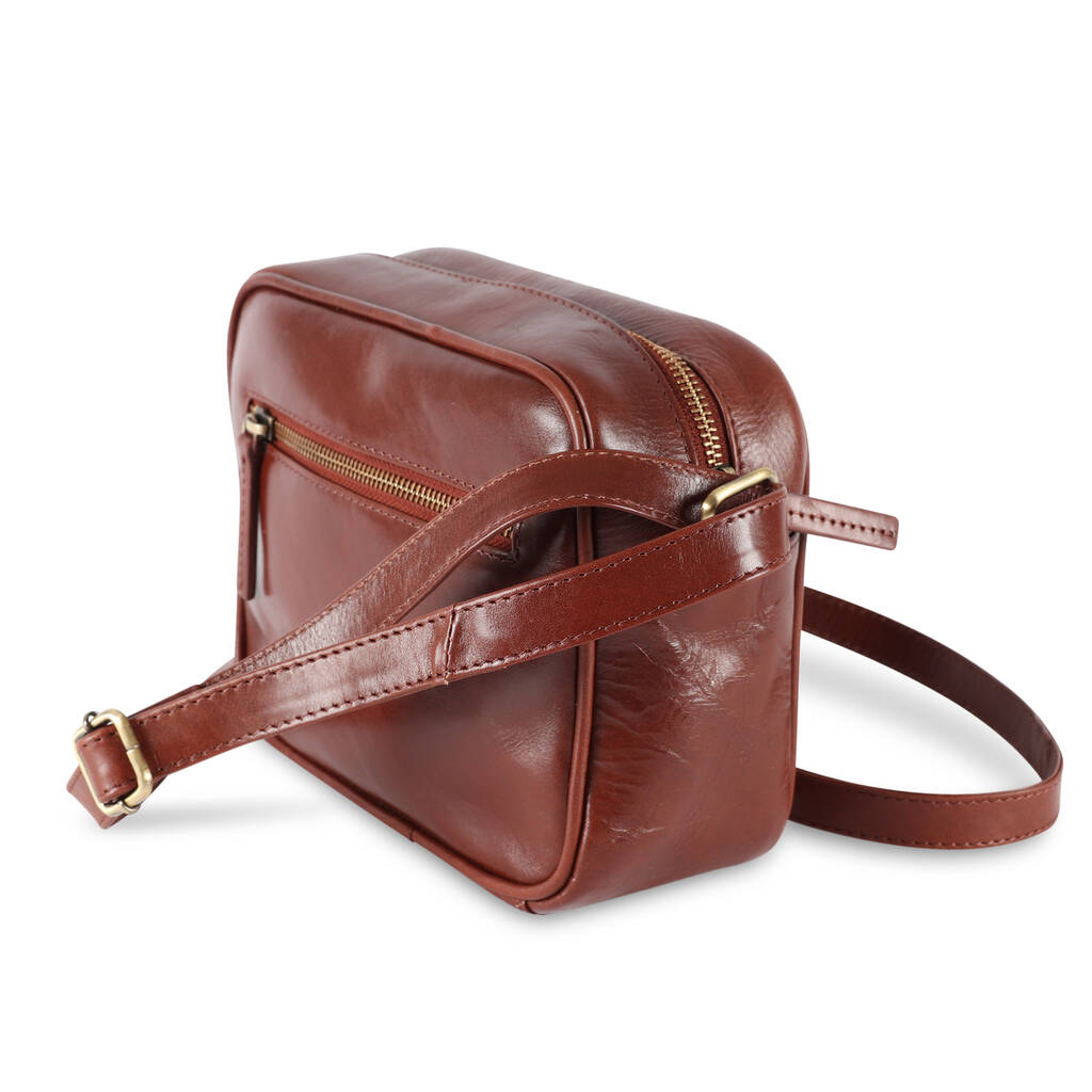 Leather Cross Body Camera Bag, Dark Tan By The Leather Store | 0