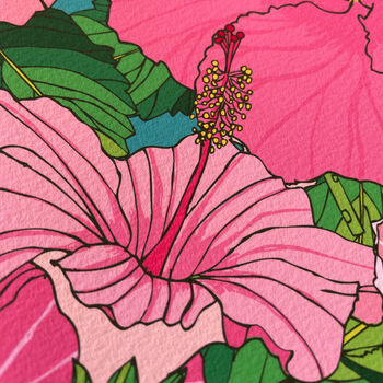 Tropical Hibiscus Flower Print In Pinks, 4 of 10