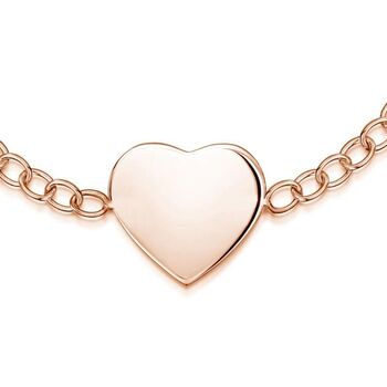 Personalised 18 K Rose Gold Plated Heart Chain Bracelet, 3 of 6