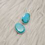Blue Turquoise Silver Drop Earrings, thumbnail 3 of 8