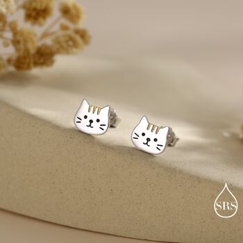 Orange Tabby Cat Pendant Necklace And Stud Earrings In Sterling Silver, 2 of 12