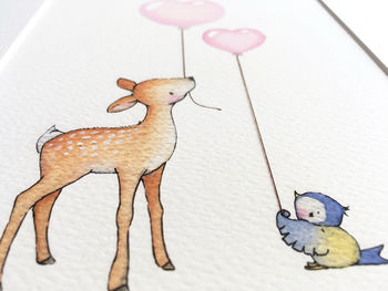 Personalised Baby Deer And Bluebird Bestfriends Picture, 5 of 9