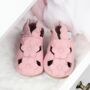 Dotty Fish Pink Flower Soft Leather Sandals With Barefoot Soles, thumbnail 1 of 8