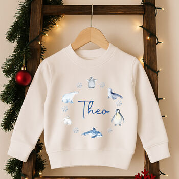 Personalised Christmas Sweatshirt Jumper Winter Animals, 2 of 4