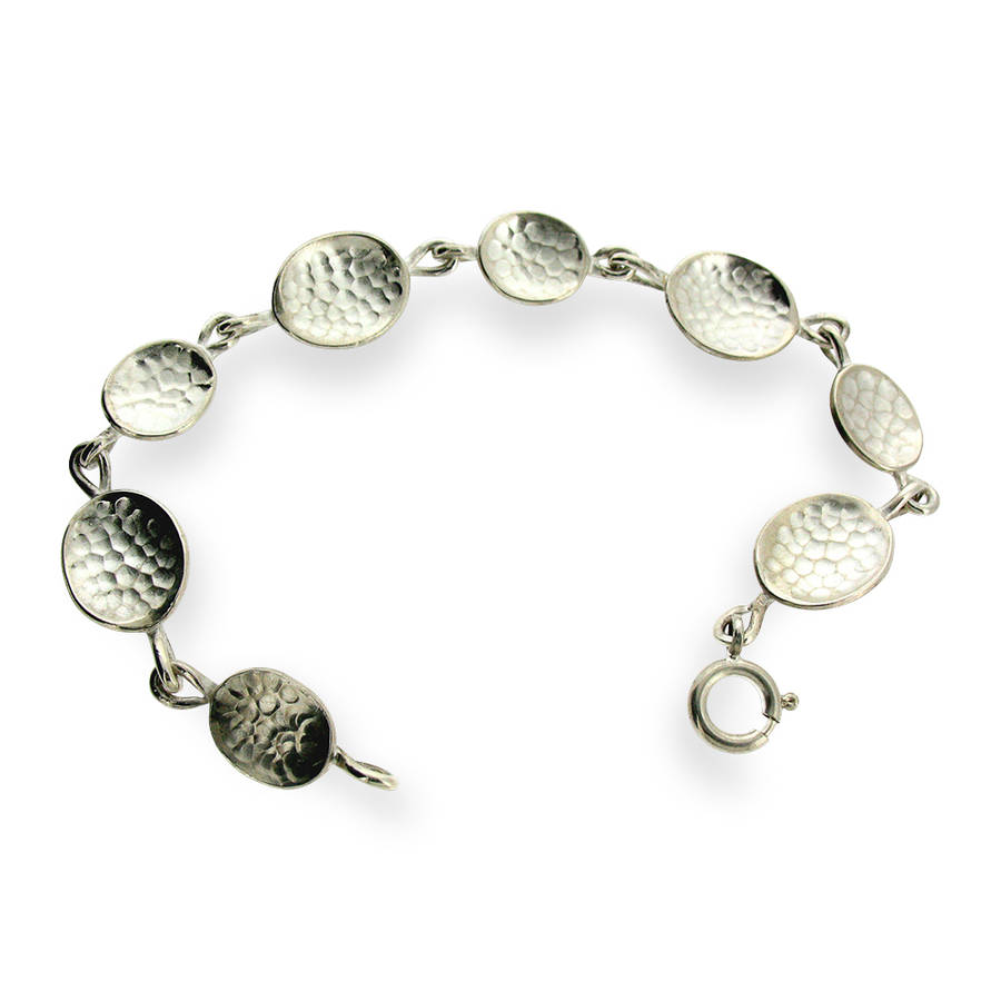 Sterling Silver Hammered Ellipse Bracelet By Will Bishop Jewellery ...