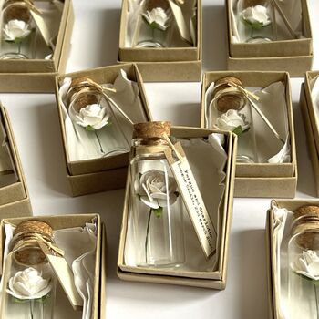 Personalised Paper Red Or Cream Roses In Bottles Wedding Party Favours, 4 of 12