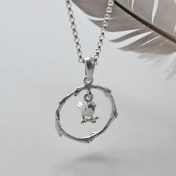 Sterling Silver Little Bird Hoop Necklace, 2 of 7