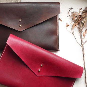 Handmade Leather Envelope Clutch Bag, 7 of 11