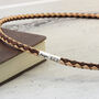 Mens Personalised Braided Cork Necklace Sterling Silver Clasp, thumbnail 1 of 8
