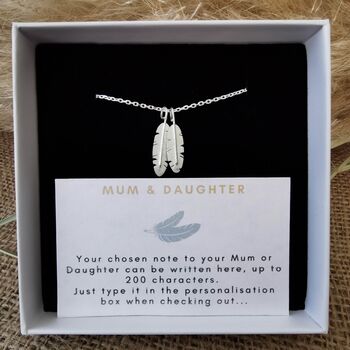 Mum And Daughter Sterling Silver Feather Necklace, 2 of 12