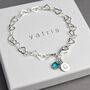 Sterling Silver Heart Linked Bracelet With Birthstone, thumbnail 1 of 7