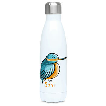 Personalised Cute Kingfisher Insulated Drink Bottle, 3 of 6